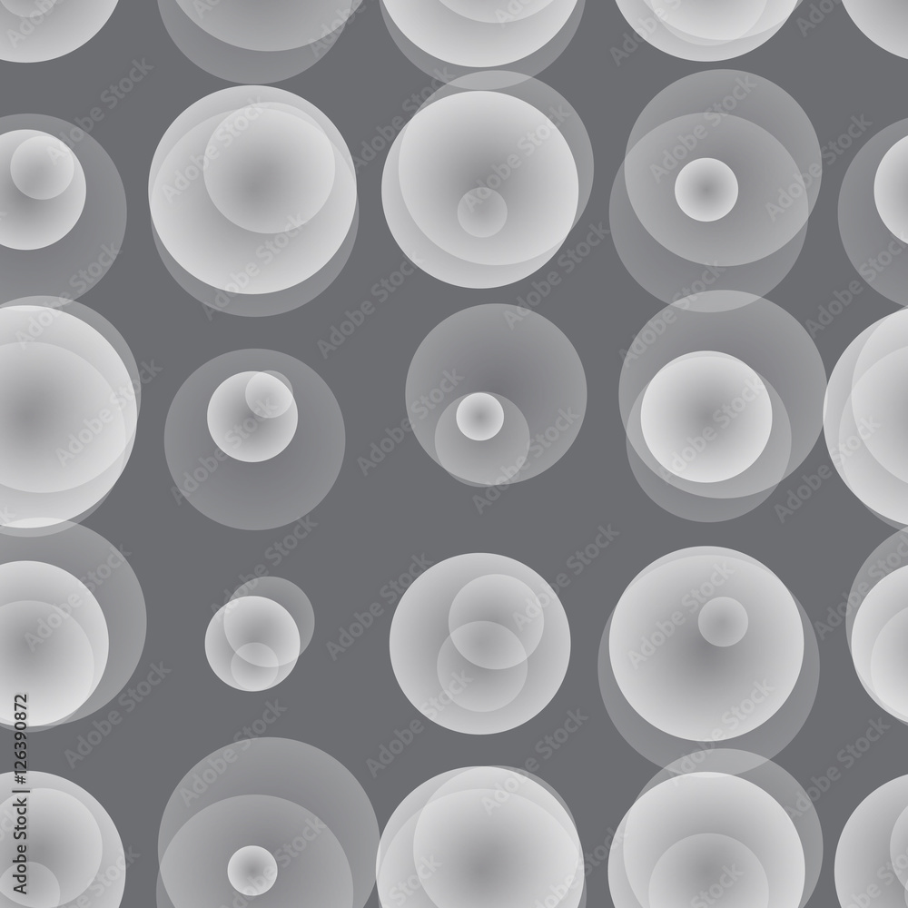 Poster monochrome bubbles abstract seamless pattern. geometric seamless background with layers of transpare