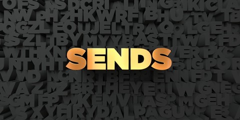 Sends - Gold text on black background - 3D rendered royalty free stock picture. This image can be used for an online website banner ad or a print postcard.