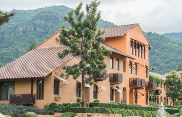 HDR image of colorful buildings (apartments) in thailand