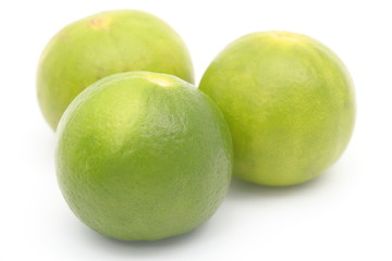 3 limes on white background