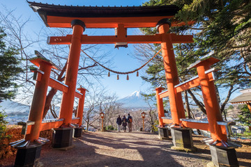 Fototapeta na wymiar The Entrance to Arakura Sengen Shrine at Chureito pagoda - Japan