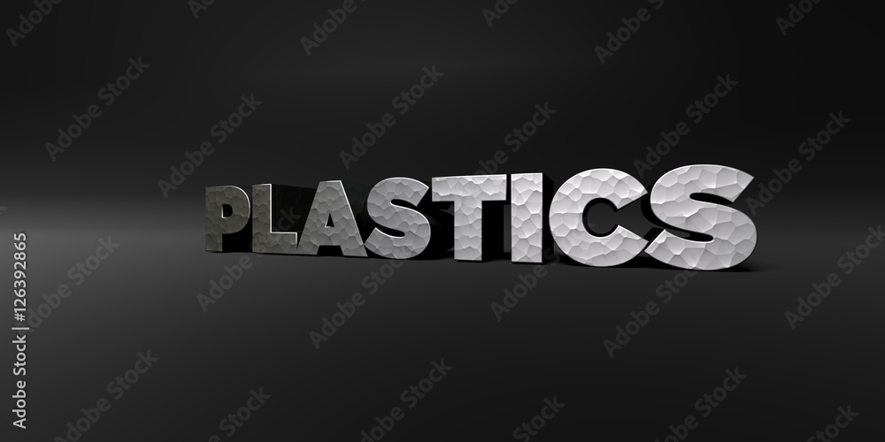 Fototapete plastics - hammered metal finish text on black studio - 3d rendered royalty free stock photo. this i