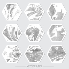 Vector. Set of tags with marble textures