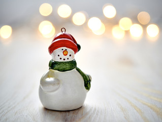 Weihnachten, Schneemann, Lichterkette, Textfreiraum