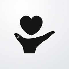 heart on hand icon illustration