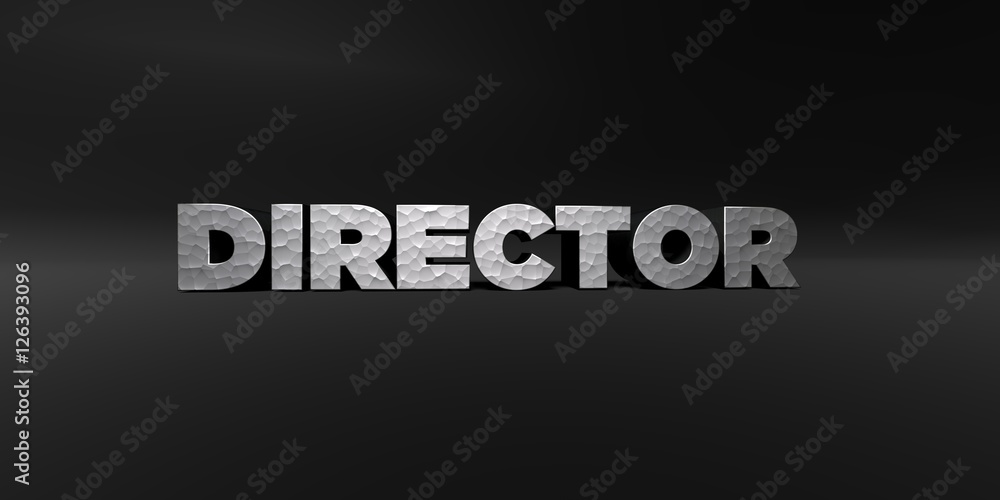 Fototapete director - hammered metal finish text on black studio - 3d rendered royalty free stock photo. this i