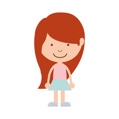 silhouette girl redhead with skirt vector illustration
