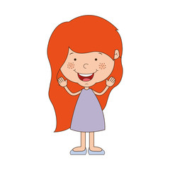 silhouette girl redhead with dress vector illustration