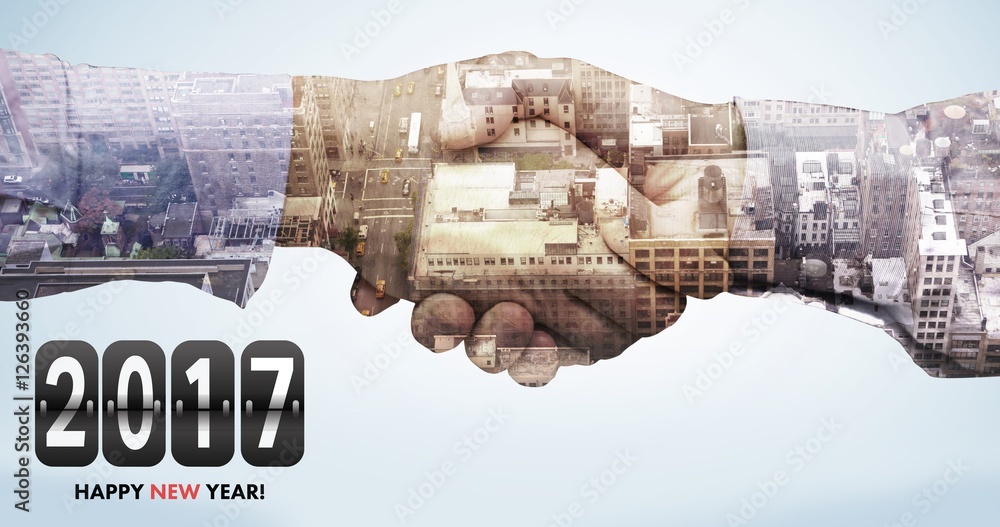 Poster composite image of numbers against composite image of hand shake in front of wires
