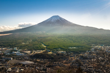 Mount Fuji from Kchi Kchi ropeway view point at lake kawaguchiko, Japan 