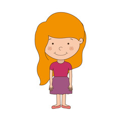 silhouette girl blonde with skirt vector illustration