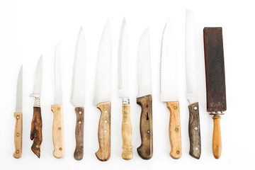 Messer, Sortiment, Messer, verschiedene, weißer Hintergrund