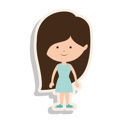 silhouette girl brown hair with dress and shadow vector illustration