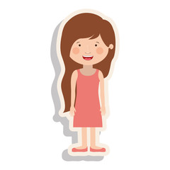silhouette girl brown hair with long dress and shadow vector illustration