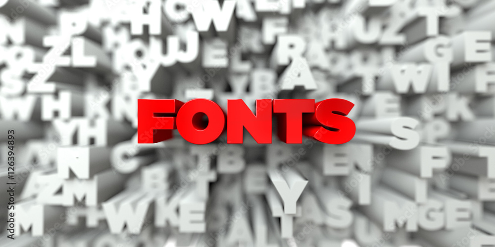 Fototapete fonts - red text on typography background - 3d rendered royalty free stock image. this image can be 