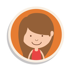 round frame and girl with brown hair vector illustration