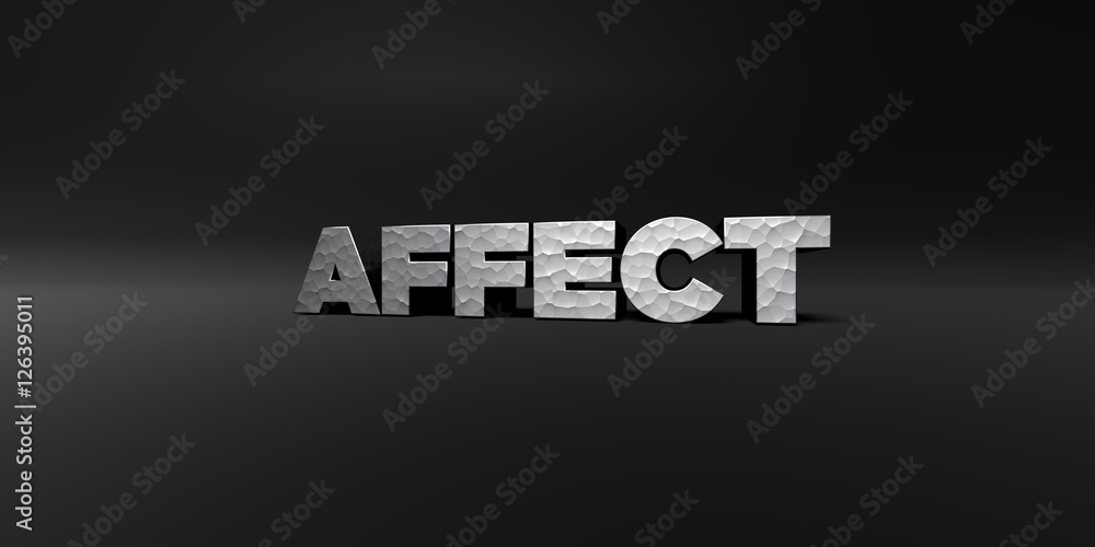 Fototapete affect - hammered metal finish text on black studio - 3d rendered royalty free stock photo. this ima