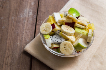 Fruit salad on whites background