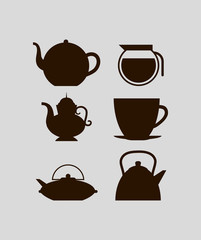 Cups and jugs silhouettes icon vector illustration graphic design