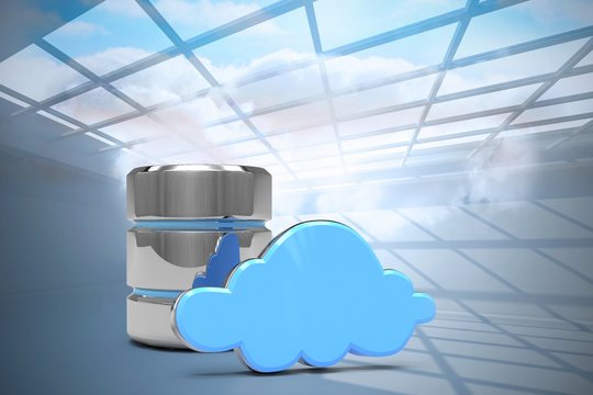 Composite image of database server icon with cloud