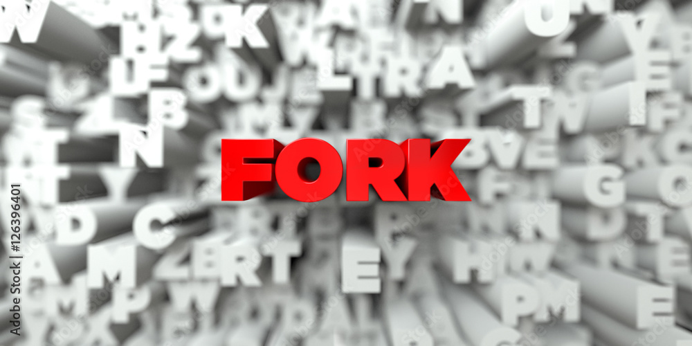 Fototapete FORK -  Red text on typography background - 3D rendered royalty free stock image. This image can be used for an online website banner ad or a print postcard.