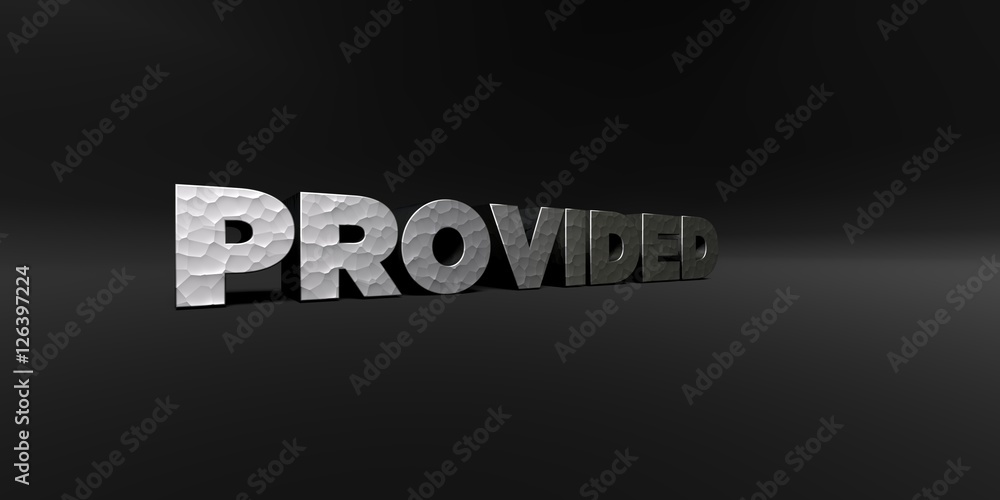 Fototapete provided - hammered metal finish text on black studio - 3d rendered royalty free stock photo. this i