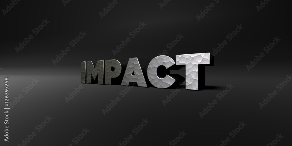 Fototapete impact - hammered metal finish text on black studio - 3d rendered royalty free stock photo. this ima