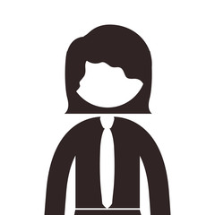 silhouette half body woman with short hair and tie vector illustration