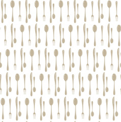 Dinner set seamless pattern. Spoons and forks background. Modern background for menu design. Restaurant, cafe seamless texture background. Vector illustration