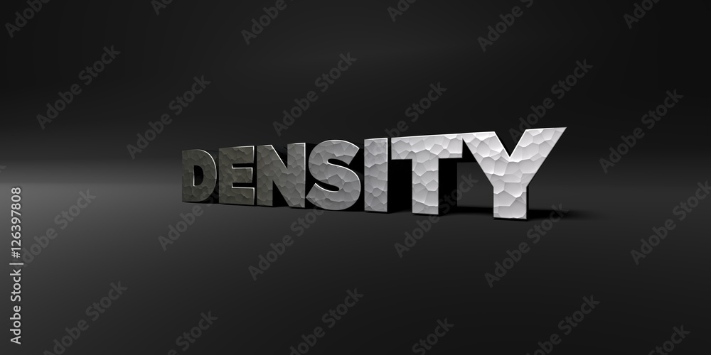 Fototapete density - hammered metal finish text on black studio - 3d rendered royalty free stock photo. this im