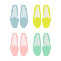 Multicolored summer moccasins. Simple and minimalistic. Vector illustration.