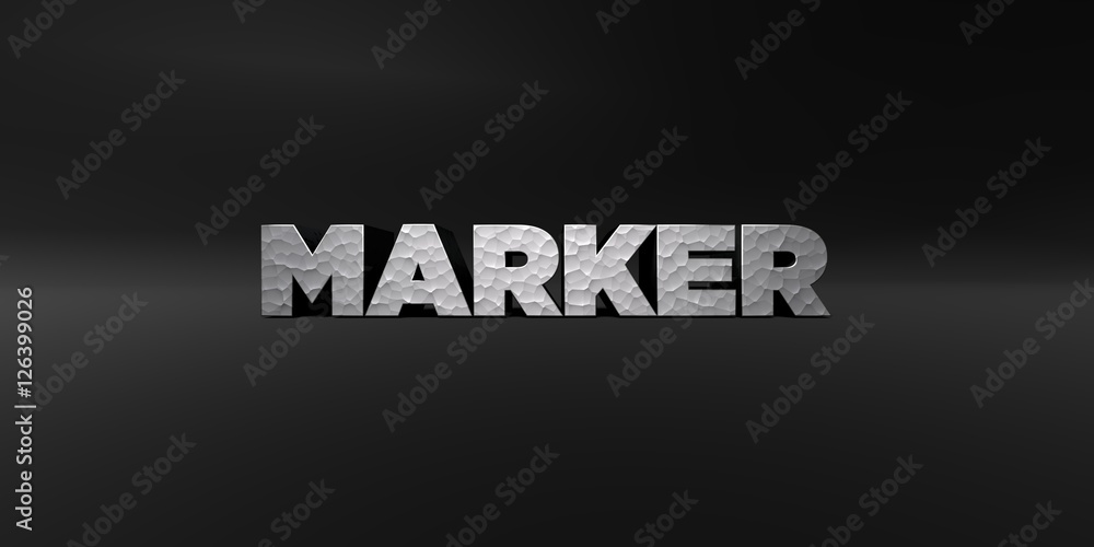 Fototapete marker - hammered metal finish text on black studio - 3d rendered royalty free stock photo. this ima