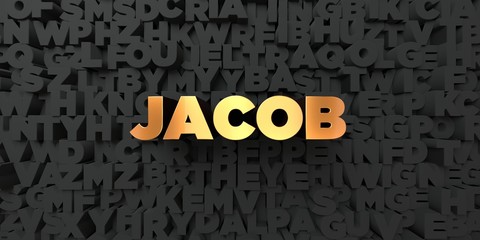 Jacob - Gold text on black background - 3D rendered royalty free stock picture. This image can be used for an online website banner ad or a print postcard.