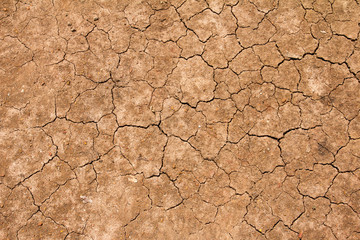 Cracked dry brown soil background, global warming effect