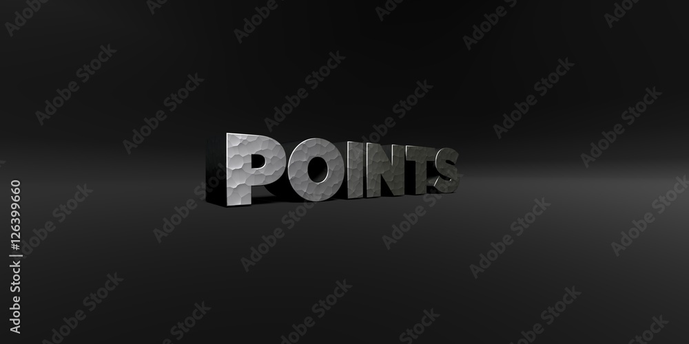 Fototapete points - hammered metal finish text on black studio - 3d rendered royalty free stock photo. this ima
