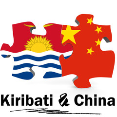 China and Kiribati flags in puzzle