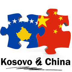 Obraz na płótnie Canvas China and Kosovo flags in puzzle