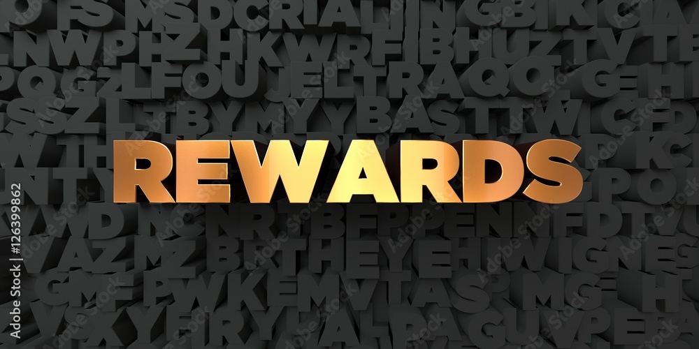 Fototapete rewards - gold text on black background - 3d rendered royalty free stock picture. this image can be 