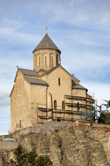 Metekhi Church above the Kura river in Tbilisi, Georgia.