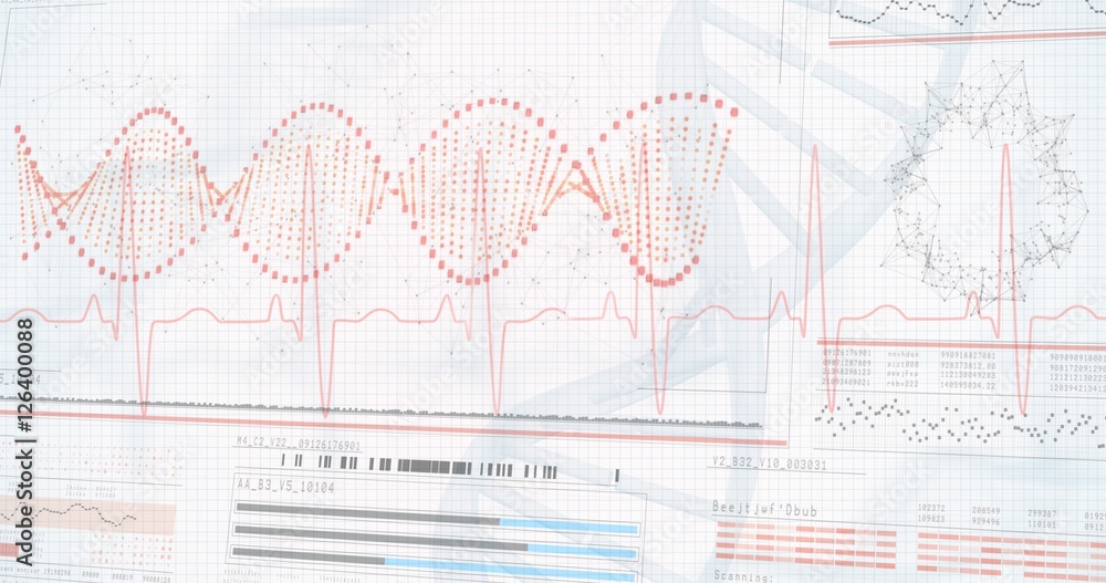 Poster panoramic view of helix pattern information on device screen