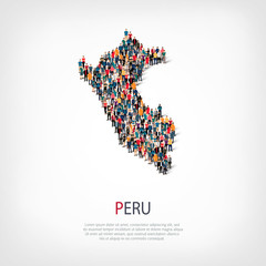 people map country Peru vector - obrazy, fototapety, plakaty