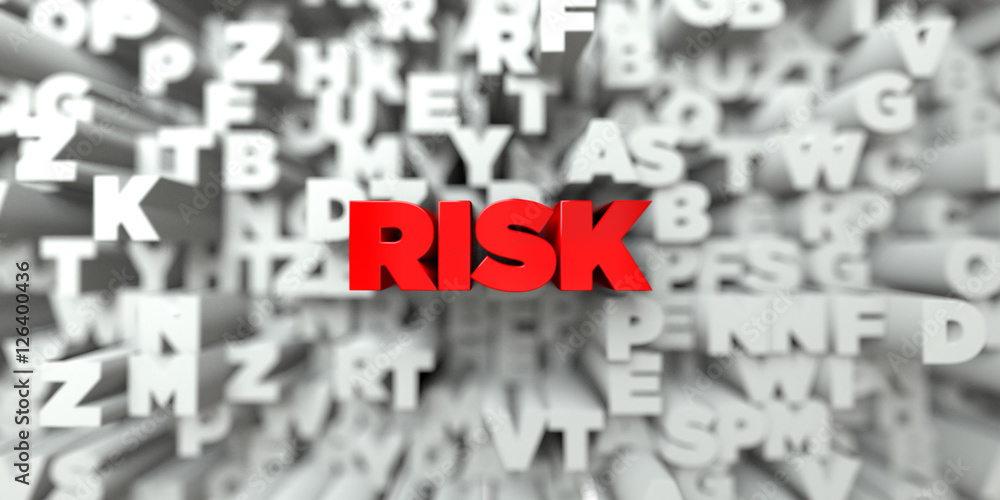 Fototapete risk - red text on typography background - 3d rendered royalty free stock image. this image can be u
