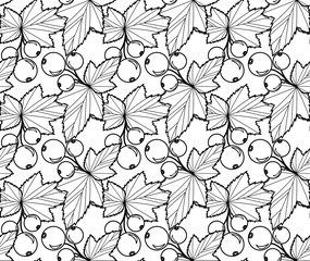 Currants doodle style seamless pattern. Currants line seamless pattern. Currants coloring, anti-stress. Currants, Berry texture, background. Vector illustration