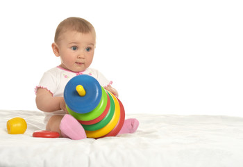Fototapeta na wymiar Cute baby wih toy