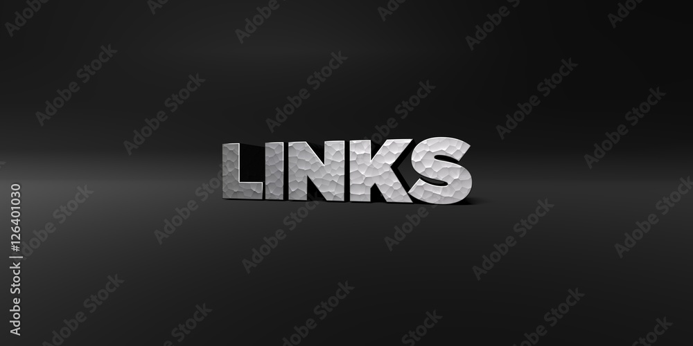 Fototapete links - hammered metal finish text on black studio - 3d rendered royalty free stock photo. this imag