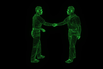 Human Wireframe Hologram in Motion. Nice 3D Rendering
