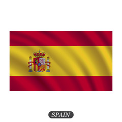 Waving Spain flag on a white background. Vector illustration