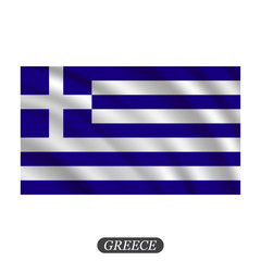 Waving Greece flag on a white background. Vector illustration