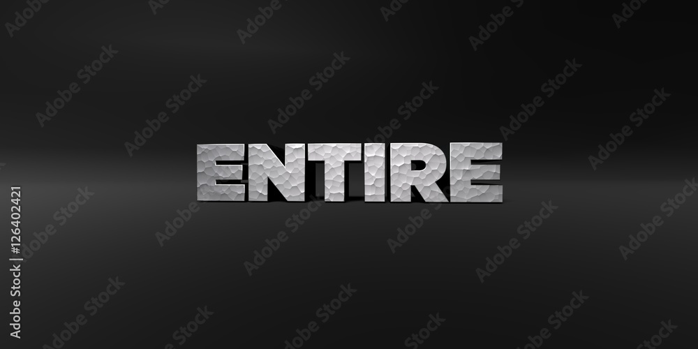 Fototapete entire - hammered metal finish text on black studio - 3d rendered royalty free stock photo. this ima