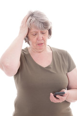 Old age woman using smart phone
